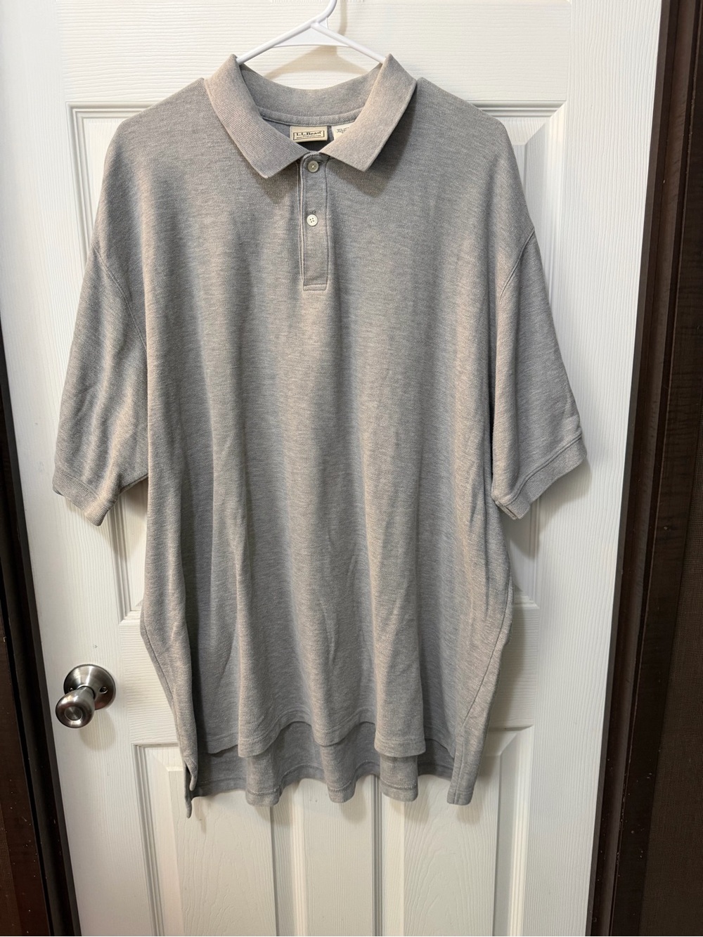 Men’s L.L. Bean Gray Cotton Short Sleeve Polo Shirt Sz XXL